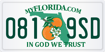 FL license plate 0819SD