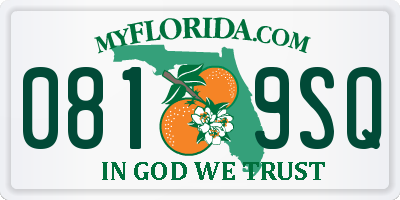 FL license plate 0819SQ