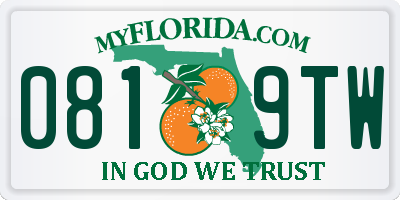 FL license plate 0819TW