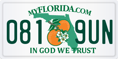 FL license plate 0819UN