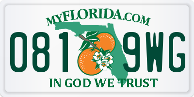 FL license plate 0819WG