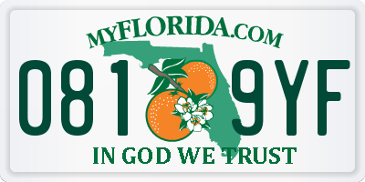FL license plate 0819YF