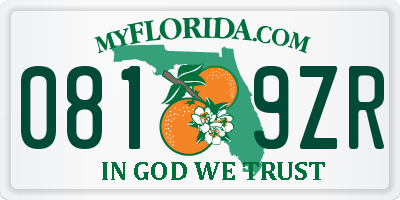 FL license plate 0819ZR