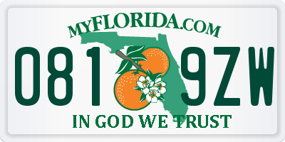 FL license plate 0819ZW