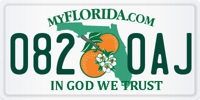 FL license plate 0820AJ