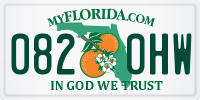 FL license plate 0820HW
