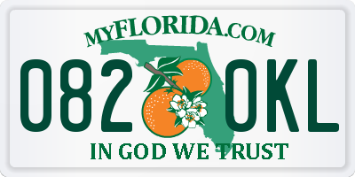 FL license plate 0820KL