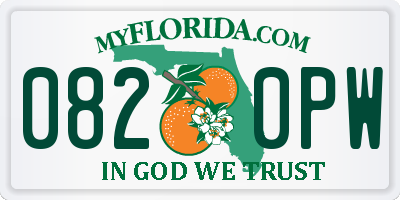 FL license plate 0820PW