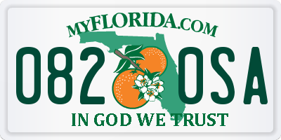 FL license plate 0820SA