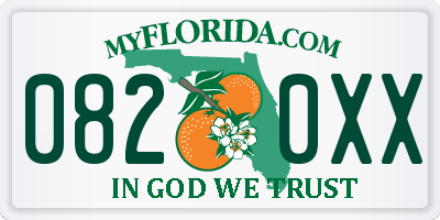 FL license plate 0820XX