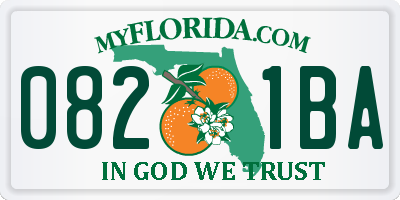 FL license plate 0821BA