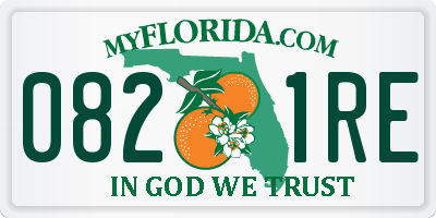 FL license plate 0821RE