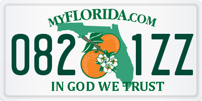 FL license plate 0821ZZ