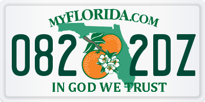 FL license plate 0822DZ