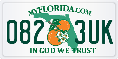FL license plate 0823UK