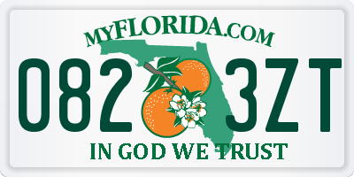 FL license plate 0823ZT