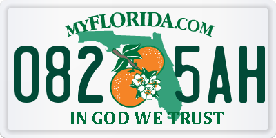 FL license plate 0825AH
