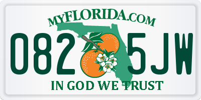 FL license plate 0825JW