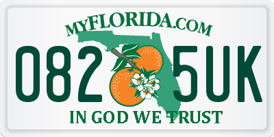 FL license plate 0825UK