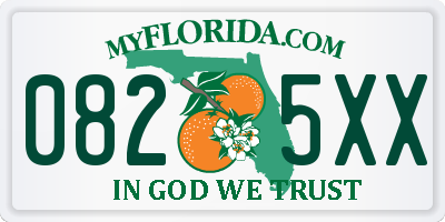 FL license plate 0825XX