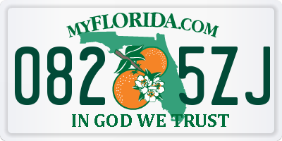 FL license plate 0825ZJ