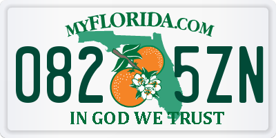 FL license plate 0825ZN