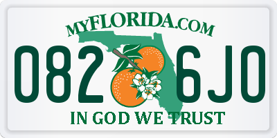 FL license plate 0826JO