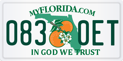 FL license plate 0830ET