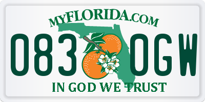 FL license plate 0830GW