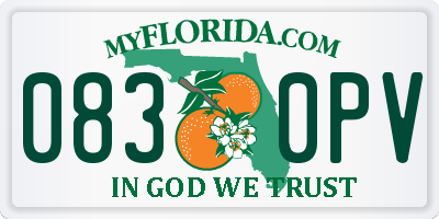 FL license plate 0830PV