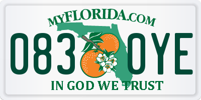 FL license plate 0830YE