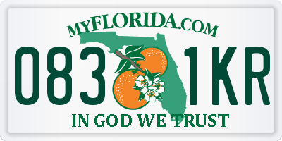 FL license plate 0831KR