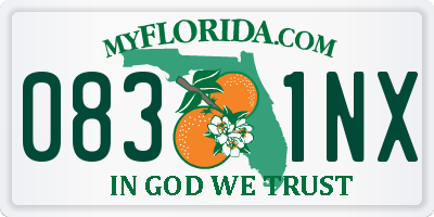 FL license plate 0831NX