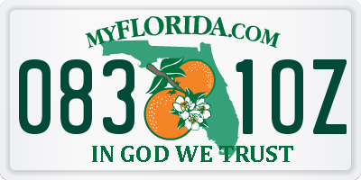 FL license plate 0831OZ
