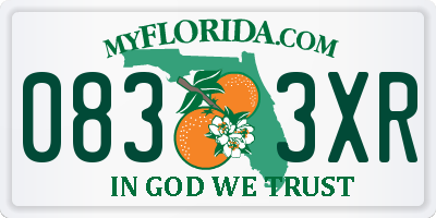 FL license plate 0833XR