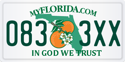 FL license plate 0833XX