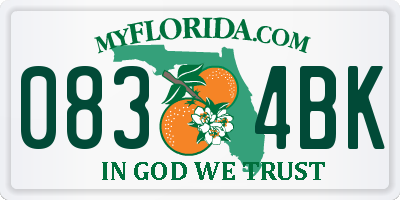 FL license plate 0834BK