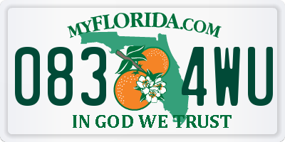 FL license plate 0834WU