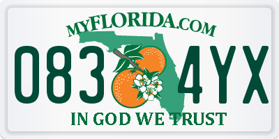 FL license plate 0834YX