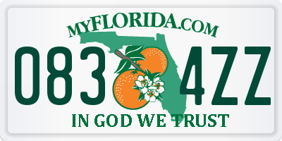 FL license plate 0834ZZ