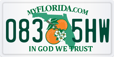 FL license plate 0835HW