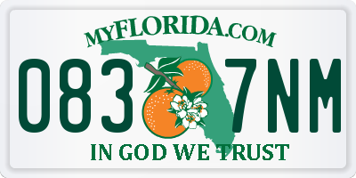 FL license plate 0837NM