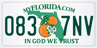 FL license plate 0837NV