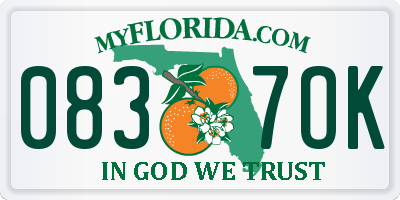 FL license plate 0837OK