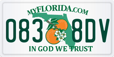 FL license plate 0838DV