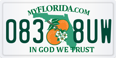 FL license plate 0838UW