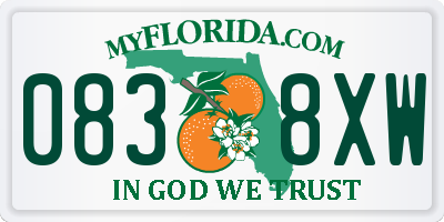 FL license plate 0838XW