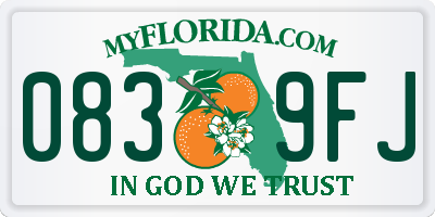 FL license plate 0839FJ