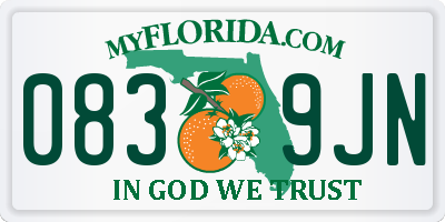 FL license plate 0839JN