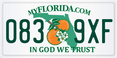 FL license plate 0839XF